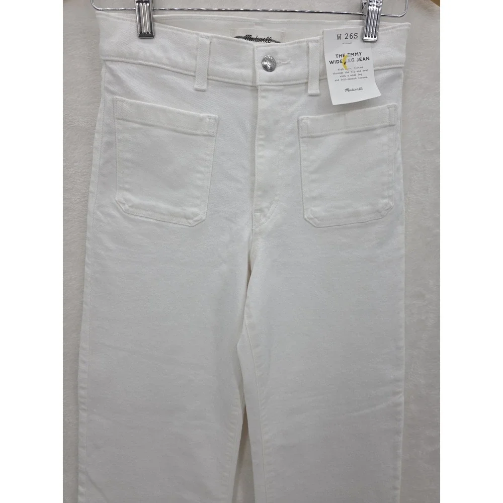 NWT Madewell The Emmy Wide Leg Jeans Women's 26S White High Rise Wide Leg Denim